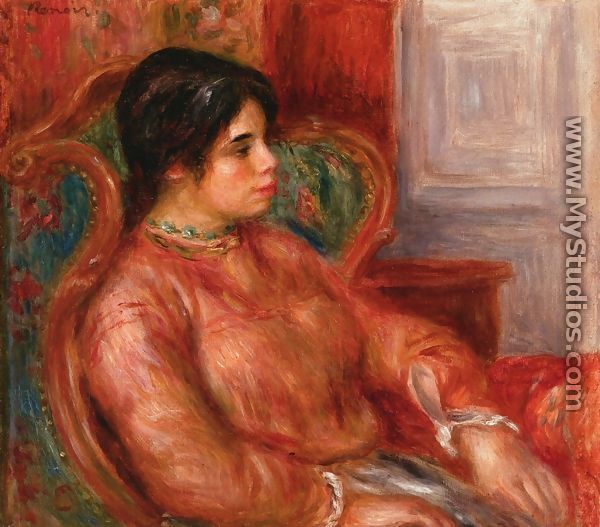 Woman With Green Chair - Pierre Auguste Renoir