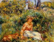 Young Woman In A Garden - Pierre Auguste Renoir