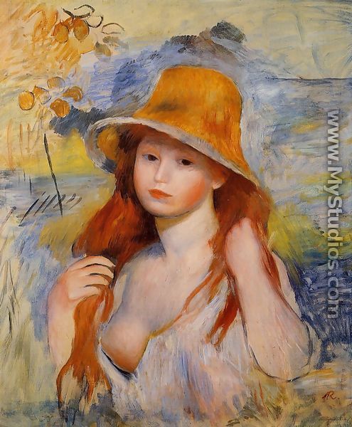 Young Woman In A Straw Hat2 - Pierre Auguste Renoir