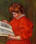 Young Woman Looking At A Print - Pierre Auguste Renoir