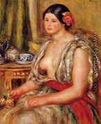 Young Woman Seated In An Oriental Costume - Pierre Auguste Renoir