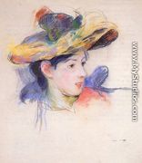 Jeanne Pontillon Wearing A Hat - Berthe Morisot