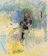 Young Woman Holding A Dog In Her Arms - Berthe Morisot