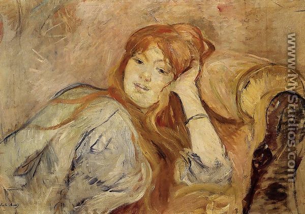 Young Woman Leaning On Her Elbow - Berthe Morisot