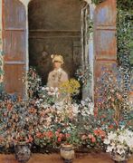 Camille Monet At The Window  Argentuile - Claude Oscar Monet