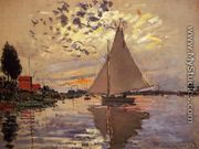 Sailboat At Le Petit Gennevilliers - Claude Oscar Monet