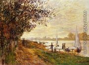 The Riverbank At Le Petit Gennevilliers  Sunset - Claude Oscar Monet