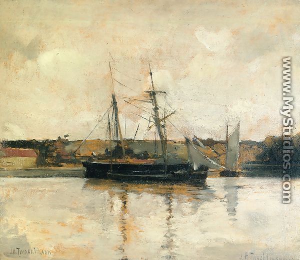 Sailing Boats  Dieppe Harbor - John Henry Twachtman