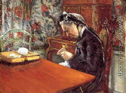 Portrait Of Madame Boissiere Knitting - Gustave Caillebotte
