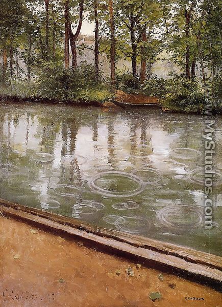 The Yerres  Rain Aka Riverbank In The Rain - Gustave Caillebotte