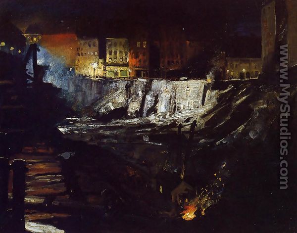 Excavation At Night - George Wesley Bellows