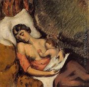 Hortense Breast Feeding Paul - Paul Cezanne