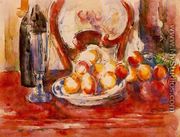 Still Life   Apples  A Bottle And Chairback - Paul Cezanne