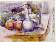 Still Life With Carafe  Sugar Bowl  Bottle  Pommegranates And Watermelon - Paul Cezanne
