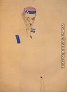 Man With Blue Headband And Hand On Cheek - Egon Schiele