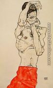 Standing Male Nude With A Red Loincloth - Egon Schiele