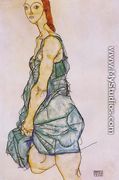 Standing Woman In A Green Skirt - Egon Schiele