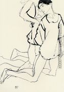 Two Kneeling Figures Aka Parallelogram - Egon Schiele
