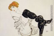 Woman In Black Stockings - Egon Schiele