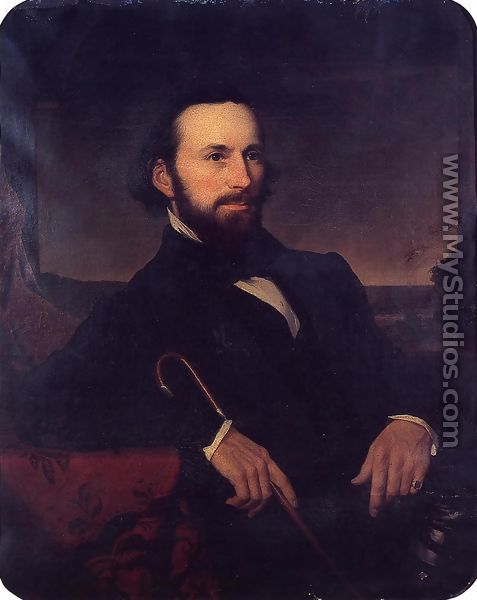 Portrait Of A Man Holding A Cane - Martin Johnson Heade