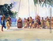 Fagaloa Bay  Samoa  1890  The Taupo  Gaase  Marshalling The Women Who Bring Presents Of Food - John La Farge