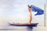 Girl In Bow Of Canoe Spreading Out Her Loin Cloth For A Sail  Samoa Aka Fayaway - John La Farge