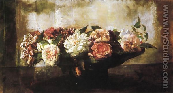 Roses In A Shallow Bowl - John La Farge