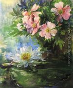 Wild Roses And Water Lily   Study Of Sunlight - John La Farge