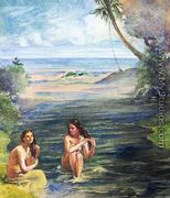 Women Bathing In Papara Riiver - John La Farge