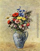 Flowers In A Vase With One Handle - Odilon Redon
