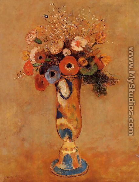 Wildflowers In A Long Necked Vase - Odilon Redon