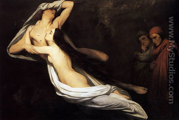 The Ghosts of Paolo and Francesca Appear to Dante and Virgil 1835 - Ary Scheffer