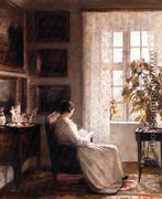 Reading In The Morning Light - Carl Wilhelm Holsoe