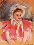 Simone In White Bonnet Seated With Clasped Hands - Mary Cassatt
