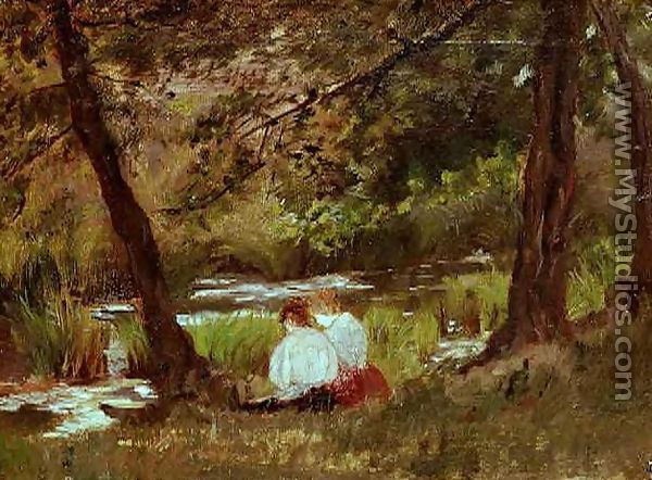 Two Women Seated By A Woodland Stream - Mary Cassatt