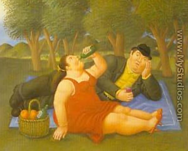 Picnic 1997 - Fernando Botero · Click Here to Order a Handmade Oil Painting Reproduction of this painting!
