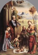 Nativity with Saints 1520s - Giovanni Battista Benvenuti (see Ortolano)