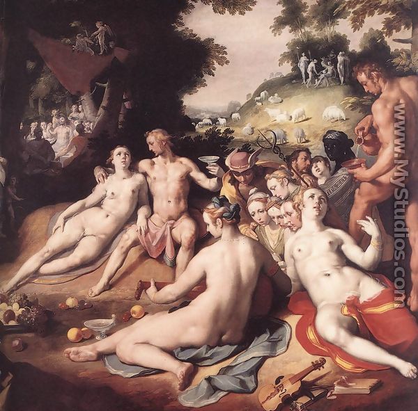 The Wedding of Peleus and Thetis (detail 4) 1593 - Cornelis Cornelisz Van Haarlem