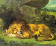 Lion with a Rabbit - Eugene Delacroix