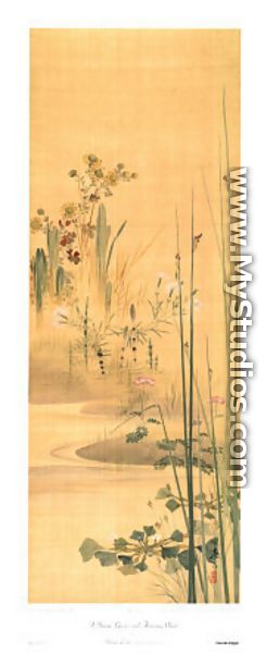 Stream, Grasses and Flower Plants - Shibata Zeshin