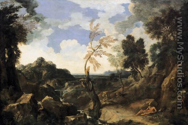 Landscape with St Jerome and the Lion c. 1640 - Gaspard Dughet