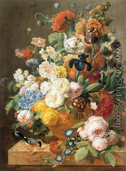 Bouquet of Flowers in a Sculpted Vase - Jan Frans Eliaerts