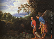 Tobias and the Archangel Raphael Returning with the Fish 1600s - Follwer of Elsheimer  Adam