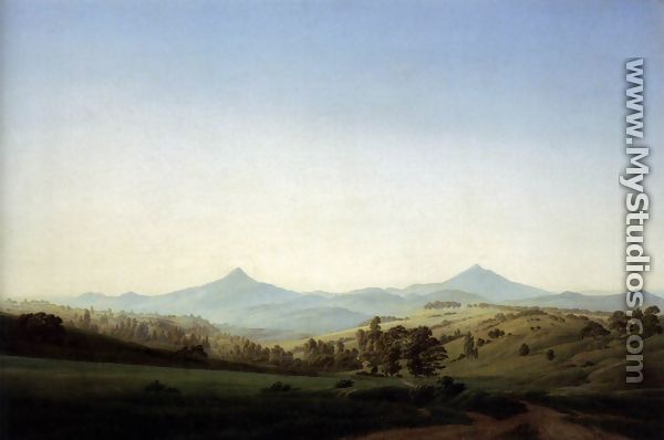 Bohemian Landscape with Mount Milleschauer 1808 - Caspar David Friedrich