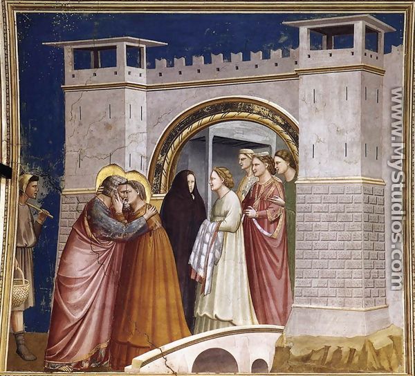 No. 6 Scenes from the Life of Joachim- 6. Meeting at the Golden Gate 1304-06 - Giotto Di Bondone