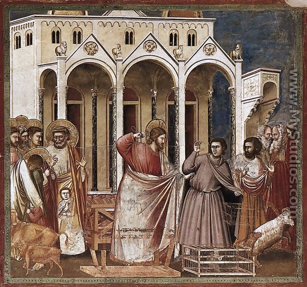 No. 27 Scenes from the Life of Christ- 11. Expulsion of the Money-changers from the Temple 1304 - Giotto Di Bondone