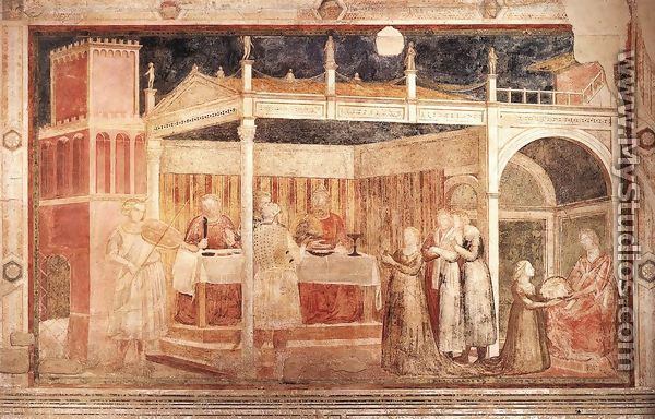 Scenes from the Life of St John the Baptist- 3. Feast of Herod 1320 - Giotto Di Bondone