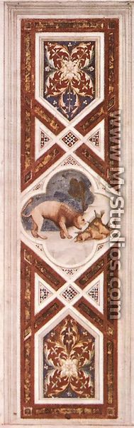 The Lion Recalls the Cubs to Life (on the decorative band) 1304-06 - Giotto Di Bondone