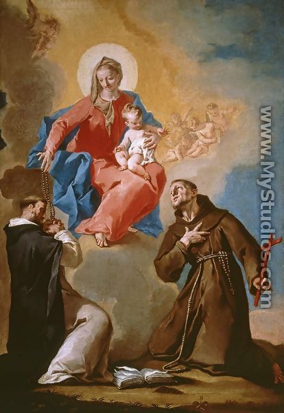 Rosary Mother of God with Sts Dominic and Francis of Assisi - Nicola Grassi