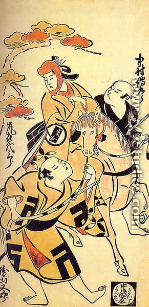Nakamura Denkuro, Katsuyama Matagor and Arashi Kiyosaburo  1708-09 - Torii Kiyonobu